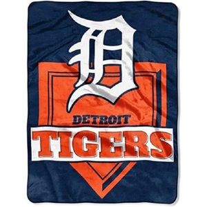 Detroit Tigers Royal Plush Raschel Throw Blanket 60” x 80” Carry Zipper bag